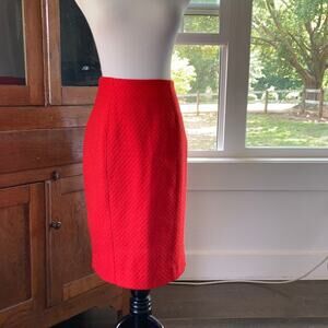 Vizia Red/Orange Wool Pencil Skirt, Size 10
